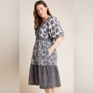 LIKE NEW Anthropologie + BloomingPrint Adrienne Flounced Midi Dress. Size 24W.